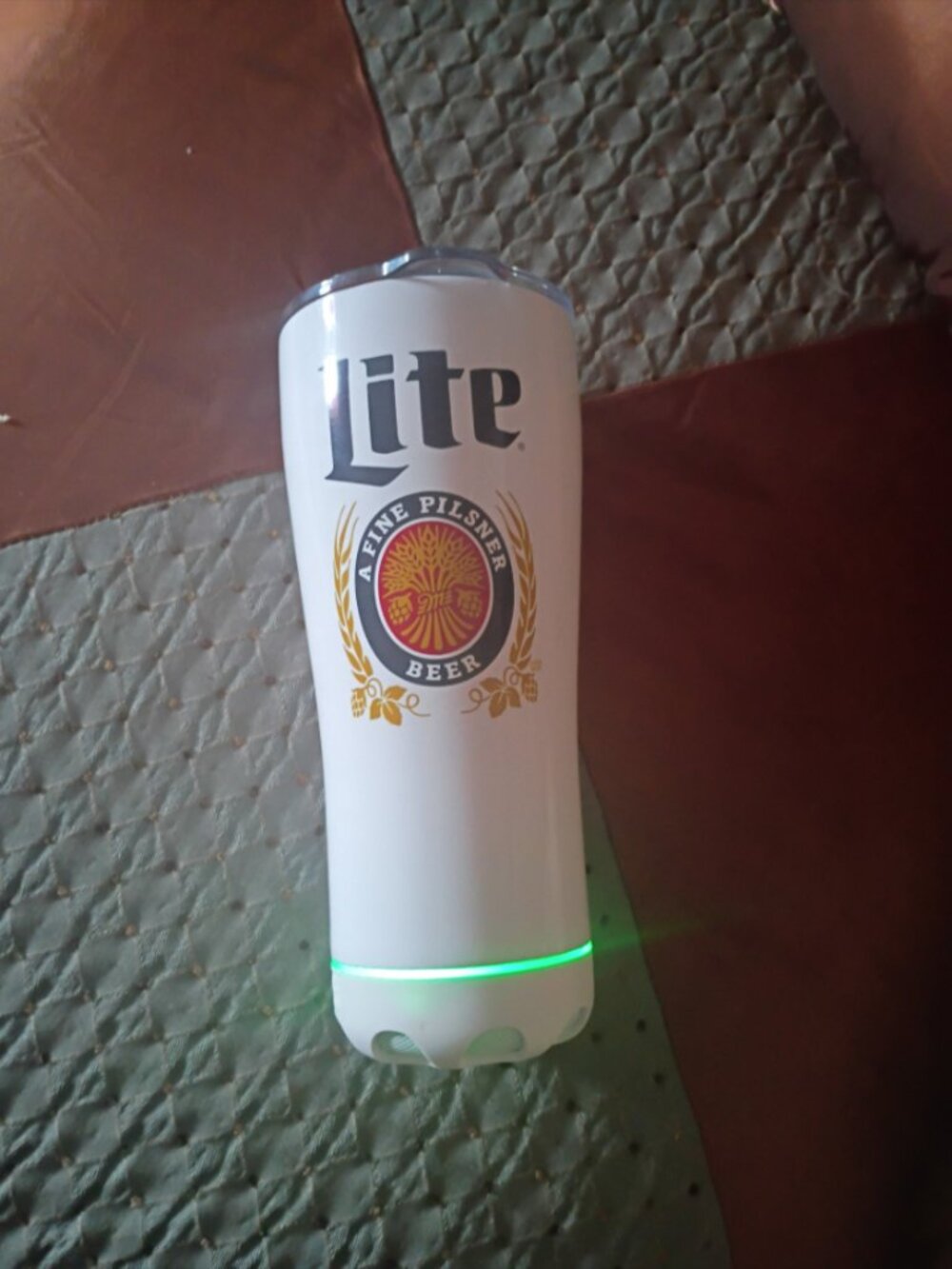 Miller Lite Stainless Steel Tumbler with Built in Bluetooth Speaker White